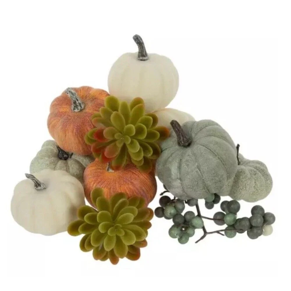 Fall Autumn Thanksgiving Gourds Succulents Pumpkin Bowl Fillers Berries Tabletop - Picture 6 of 6